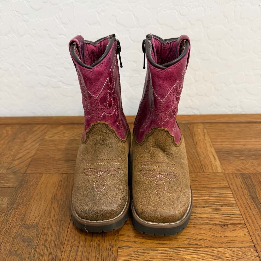 Shyanne Girls Autry Western Cowboy Boots Style 43920T Brown and Pink Toddler 5D